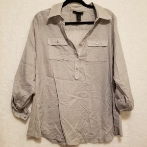 Lane Bryant grey button down top
